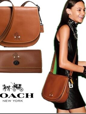 COACH MICKEY SADDLE IN GLOVETANNED LEATHER F37931 LIMITED RARE WALLET AND BAG